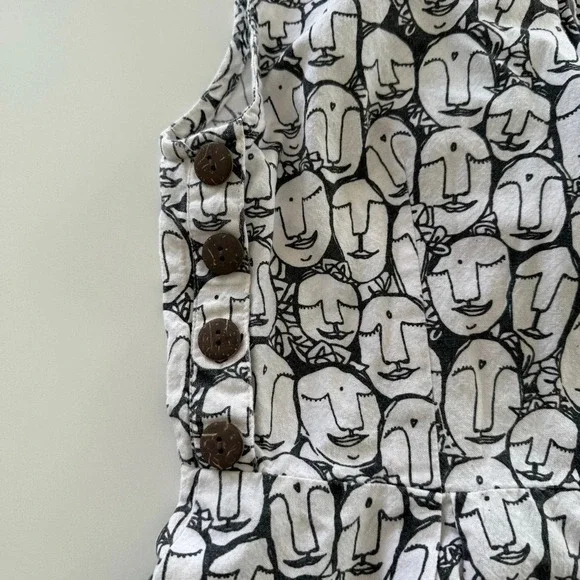 Mata Traders- 100% Cotton- Black and White- Face Print Dress- Ethical- Unique- M - Picture 3 of 13